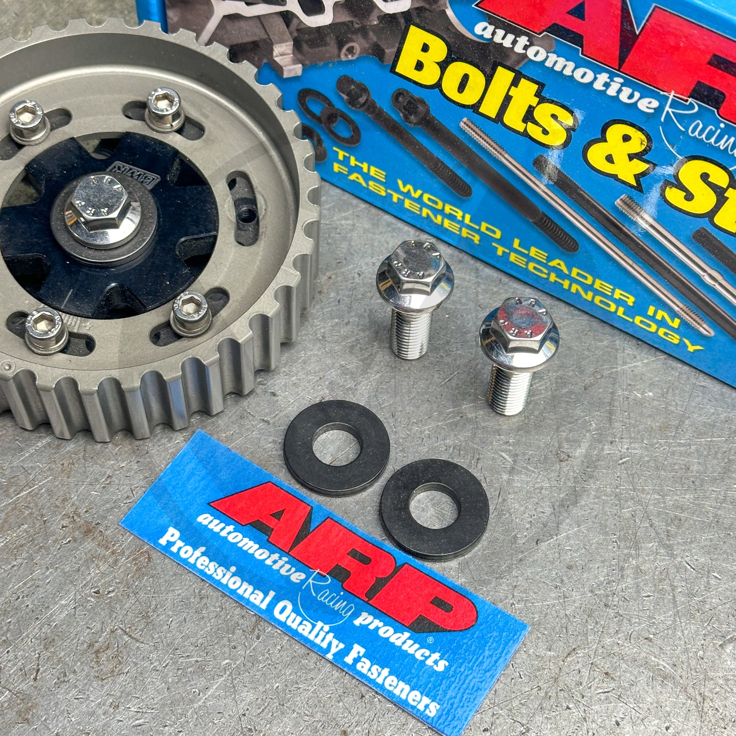 ARP Stainless Cam Gear Bolts and Black Washers for Honda Acura B Series LS B20 (6 Point)