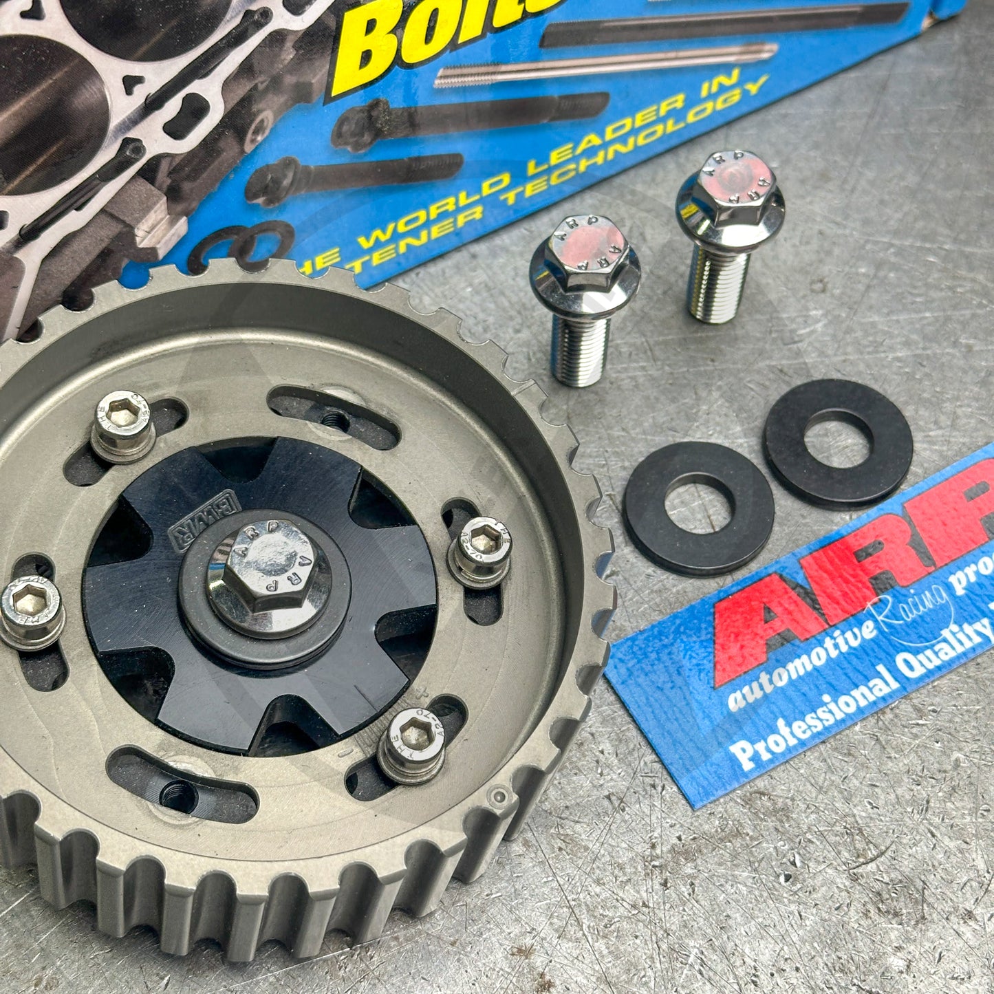 ARP Stainless Cam Gear Bolts and Black Washers for Honda Acura B Series LS B20 (6 Point)