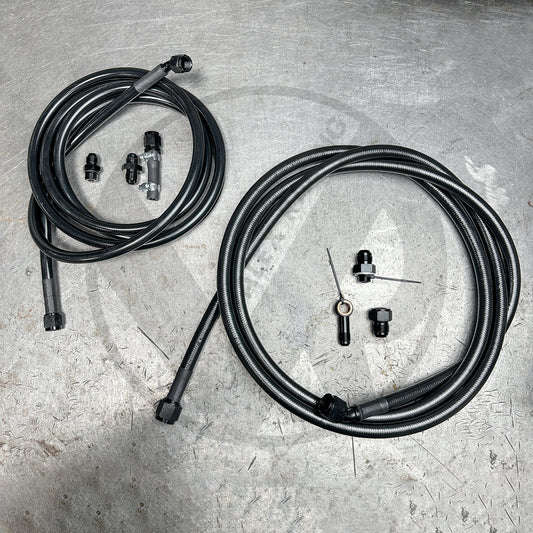 92-95 Civic E85 Compatible Stainless Steel Fuel Lines Kit -8AN FEED -6AN RETURN (Black)