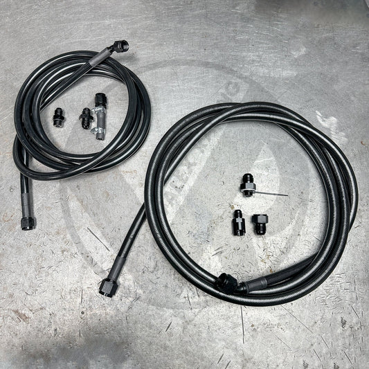 96-00 Honda Civic EK E85 Compatible Stainless Steel Fuel Lines Kit -10AN FEED -6AN RETURN (Black)