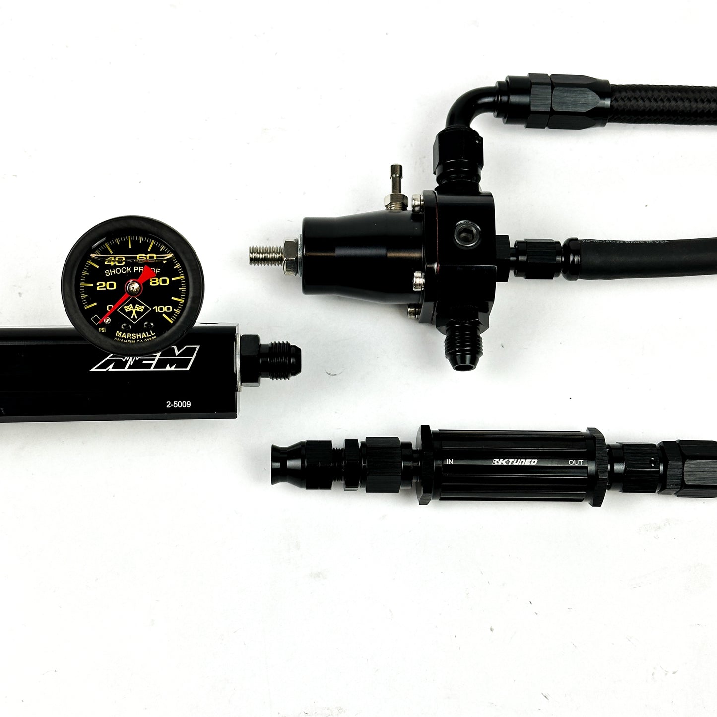 D Series Fuel Tuck System with AEM Fuel Rail & K Tuned Filter for Honda Civic D16Y8 Y7 2 BOLT
