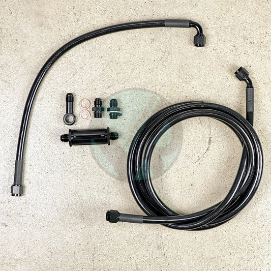 92-95 Civic Tucked Stainless Steel Fuel Feed Line System -6 Black