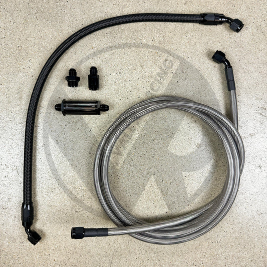 96-2000 Honda Civic EK K Swap Tucked Stainless Steel Fuel Feed Line System -6 Silver