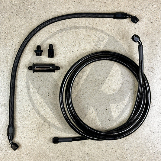 96-2000 Honda Civic EK K Swap Tucked Stainless Steel Fuel Feed Line System -6 Black