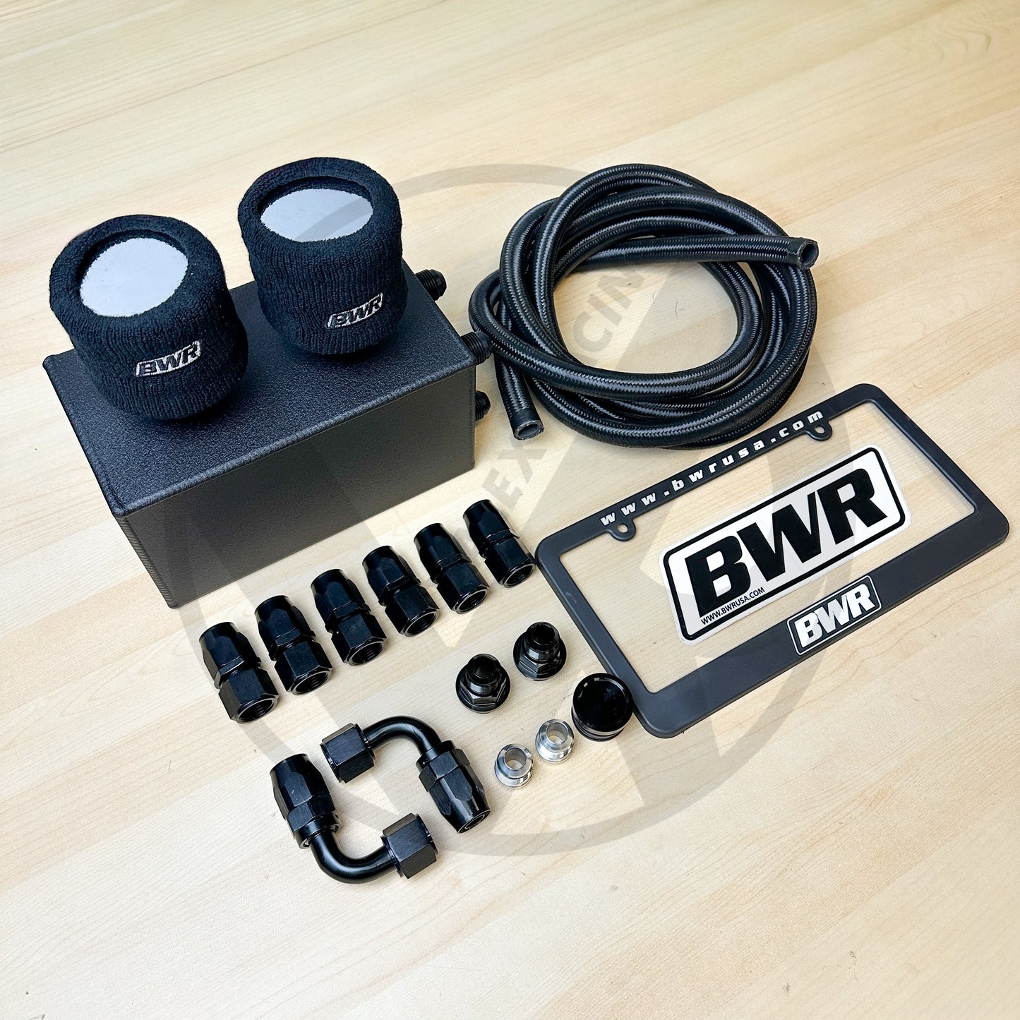 Blackworks Racing Oil Catch Can Kit 10AN Braided  (Race Breather Box)