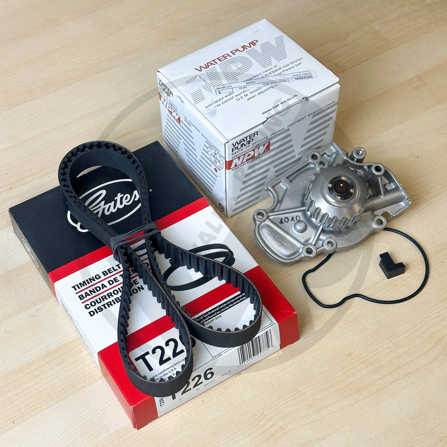 Gates T226 Timing Belt & NPW Japan Water Pump For Honda H22 H23 DOHC VTEC