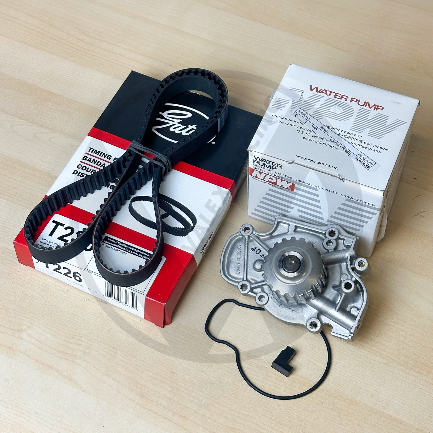 Gates T226 Timing Belt & NPW Japan Water Pump For Honda H22 H23 DOHC VTEC