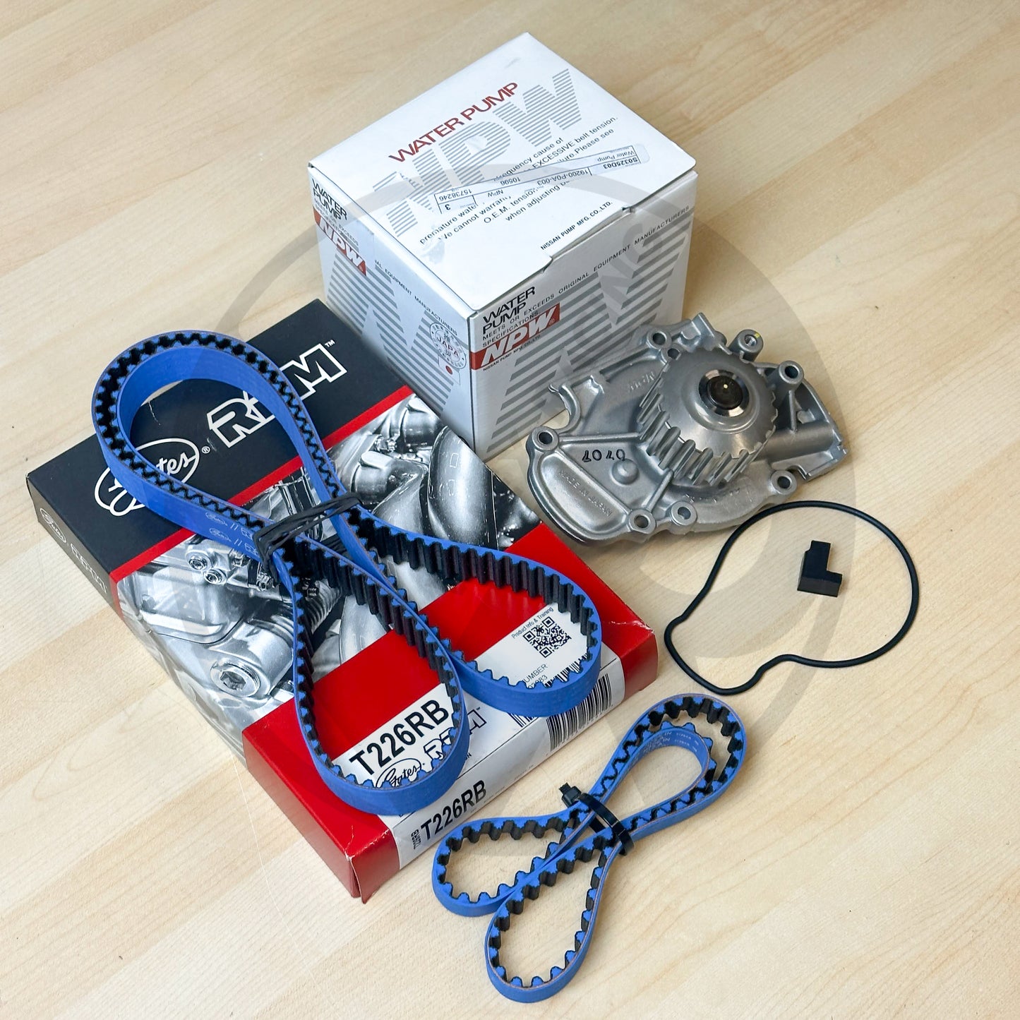 Gates Racing T226RB Timing Belt & NPW Japan Water Pump For Honda H22 H23 DOHC VTEC