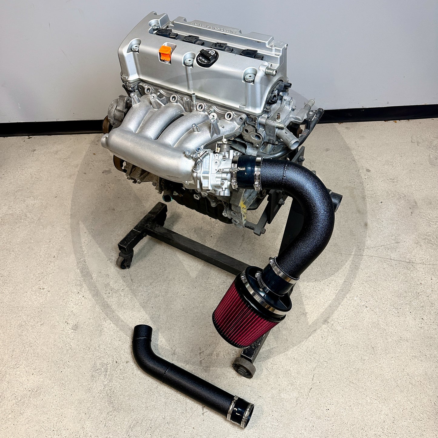 Valex Racing Thru Bumper All Motor 2 Piece Intake Kit w V Stack for K Series EG EK | Wrinkle Black