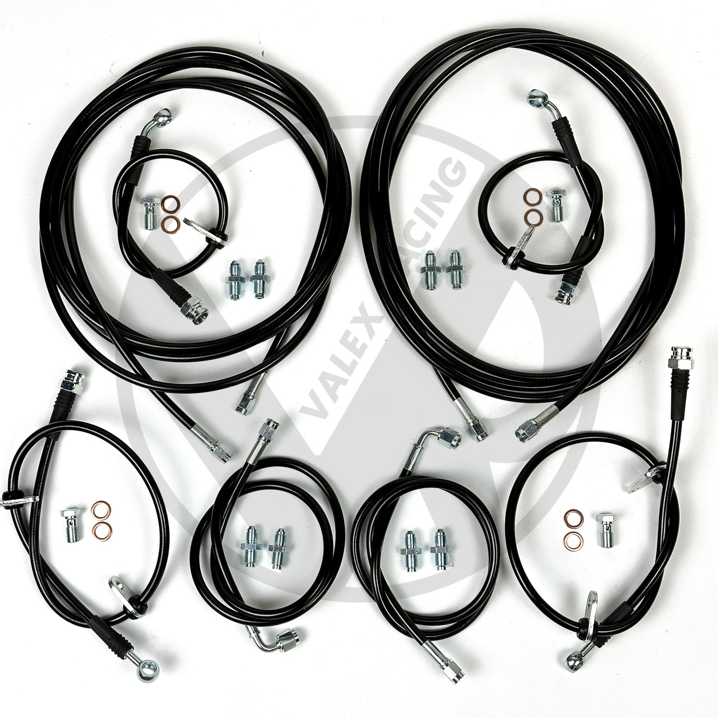 Complete Front & Rear BLACK Brake Line Replacement Kit 92-95 Honda Civic w/rear disc
