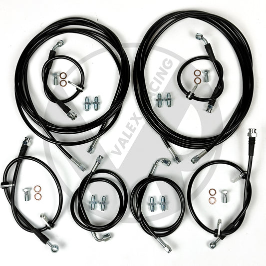 Complete Front & Rear BLACK Brake Line Replacement Kit 92-95 Honda Civic w/rear disc