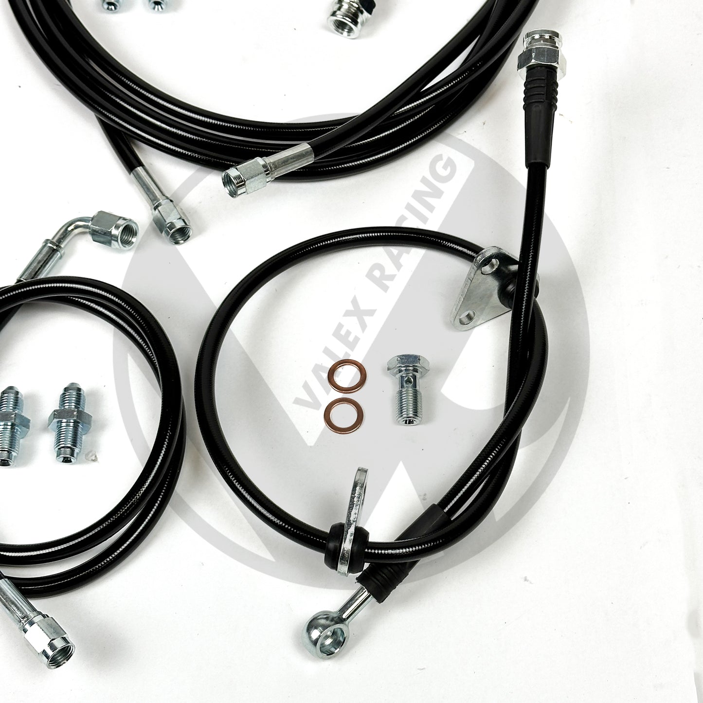 Complete Front & Rear BLACK Brake Line Replacement Kit 92-95 Honda Civic w/rear disc