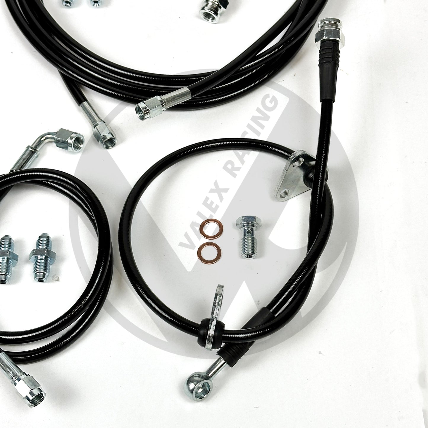 Complete Front & Rear BLACK Brake Line Replacement Kit 92-95 Honda Civic w/rear drum brakes