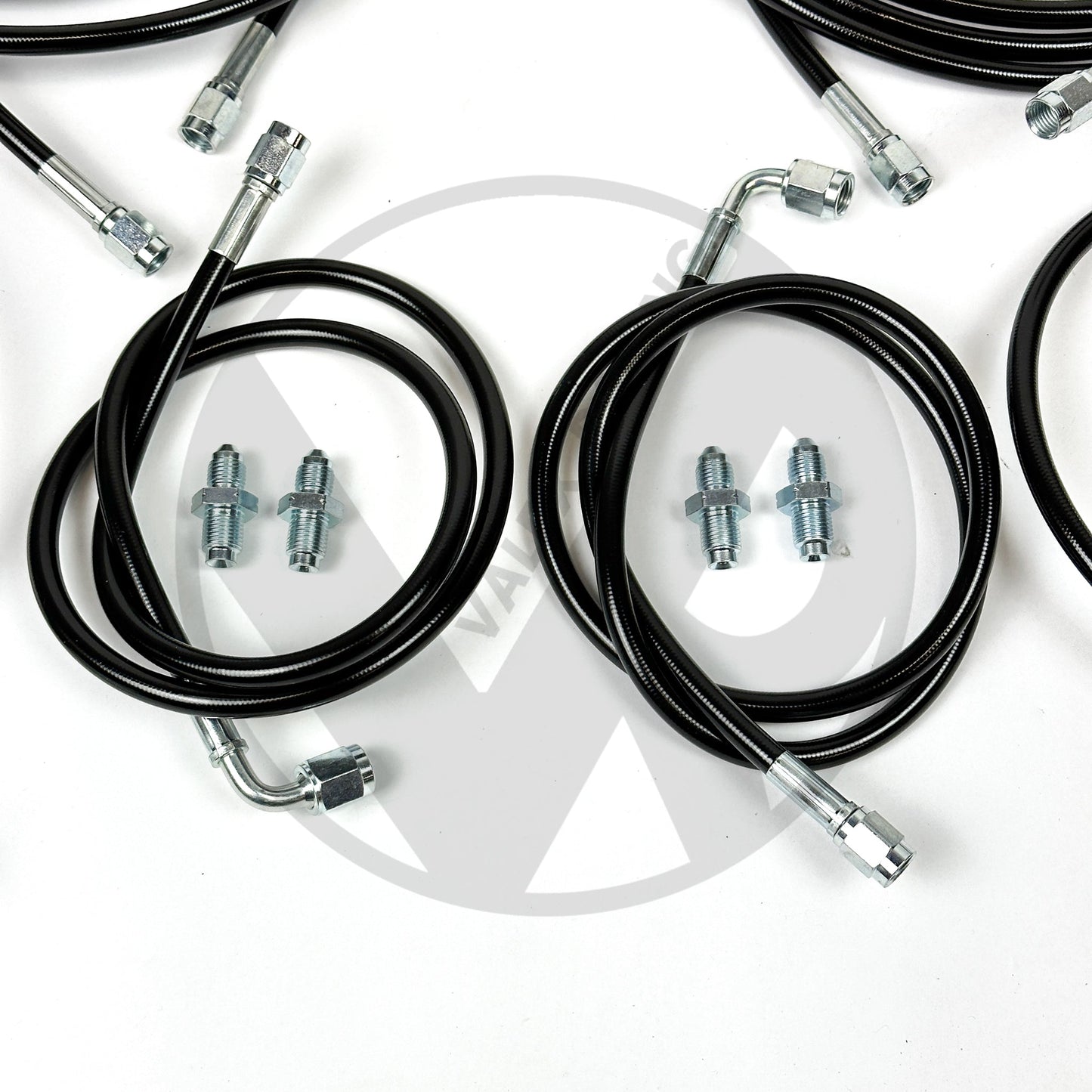 Complete Front & Rear BLACK Brake Line Replacement Kit 96-00 Honda Civic w Rear Drum Brakes