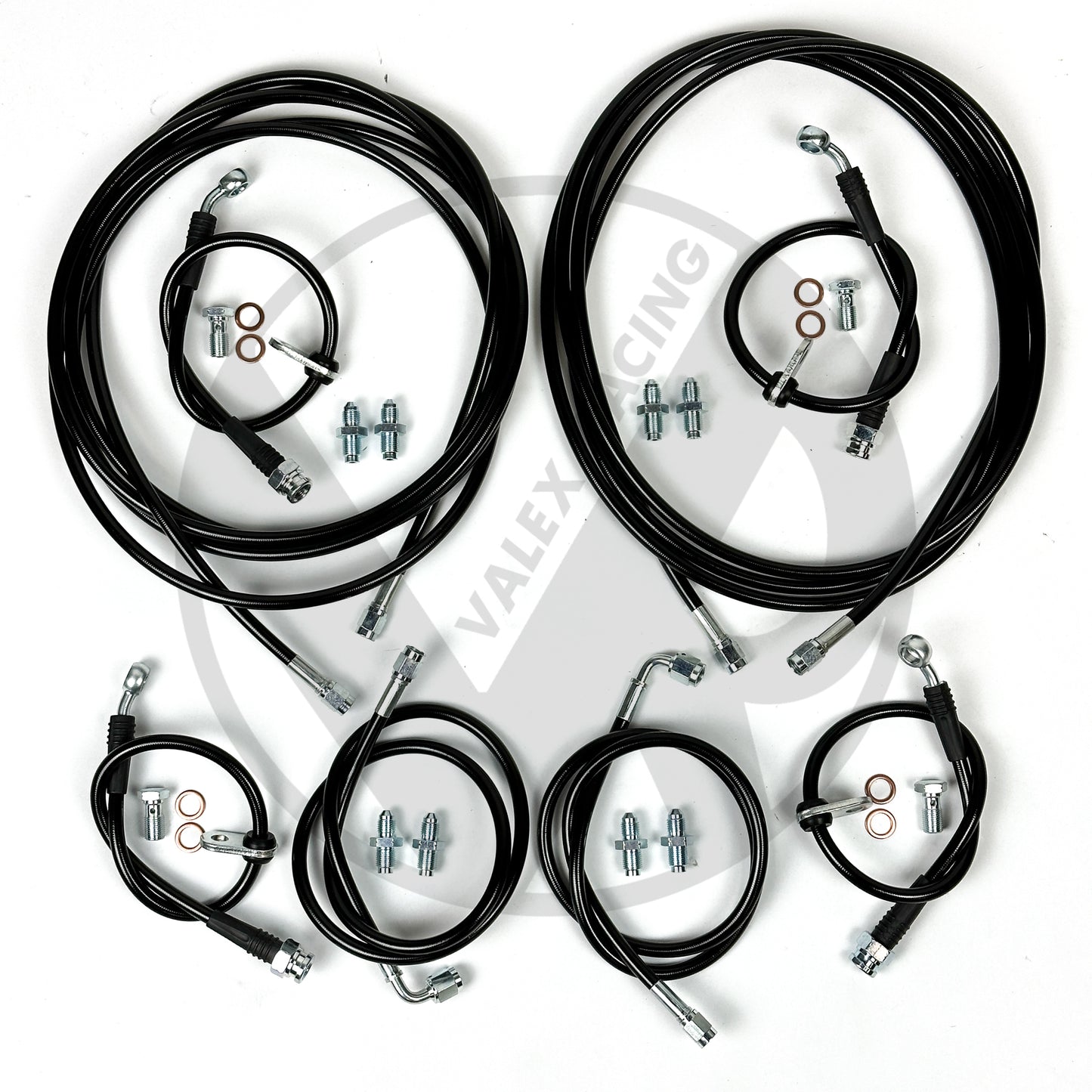 Complete Front & Rear BLACK Brake Line Replacement Kit 96-00 Honda Civic w Rear Disc