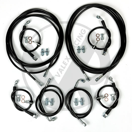 Complete Front & Rear BLACK Brake Line Replacement Kit 96-00 Honda Civic w Rear Disc
