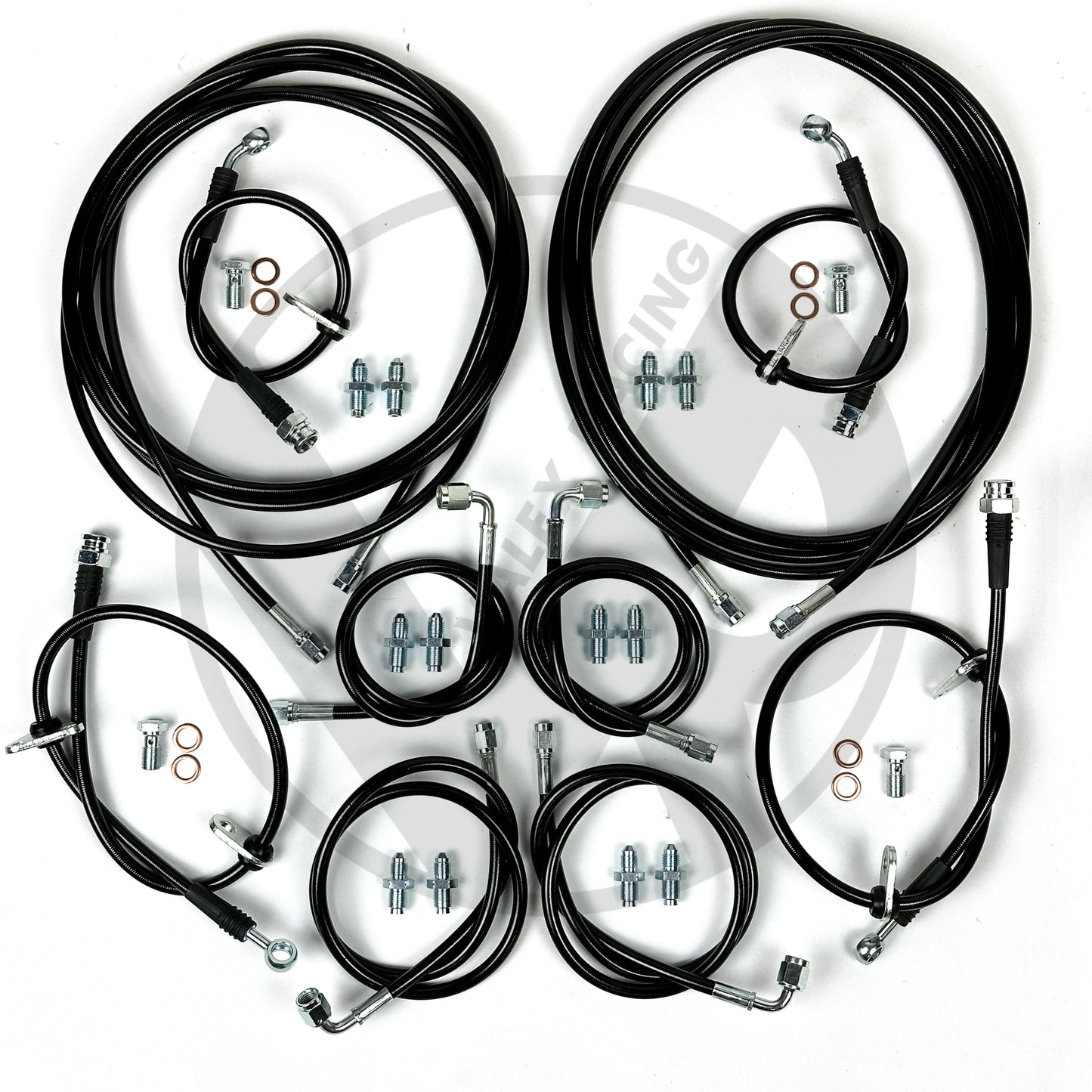 Complete Front & Rear BLACK Brake Line Replacement Kit 94-01 Acura Integra