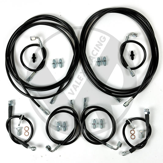 Complete Front & Rear BLACK Brake Line Replacement Kit 96-00 Honda Civic w Rear Drum Brakes