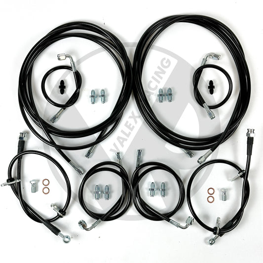 Complete Front & Rear BLACK Brake Line Replacement Kit 92-95 Honda Civic w/rear drum brakes