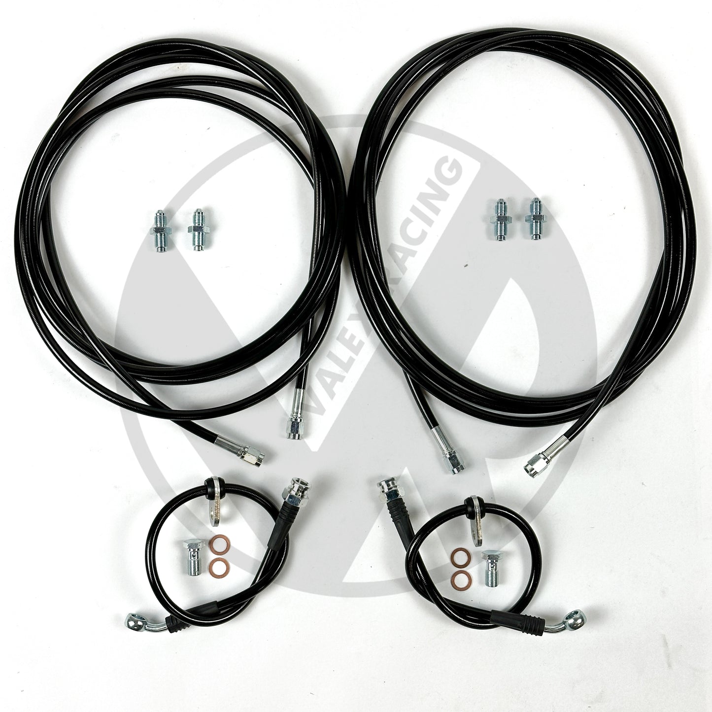Complete BLACK Stainless Rear Brake Line Replacement Kit 92-95 Honda Civic w/ disc