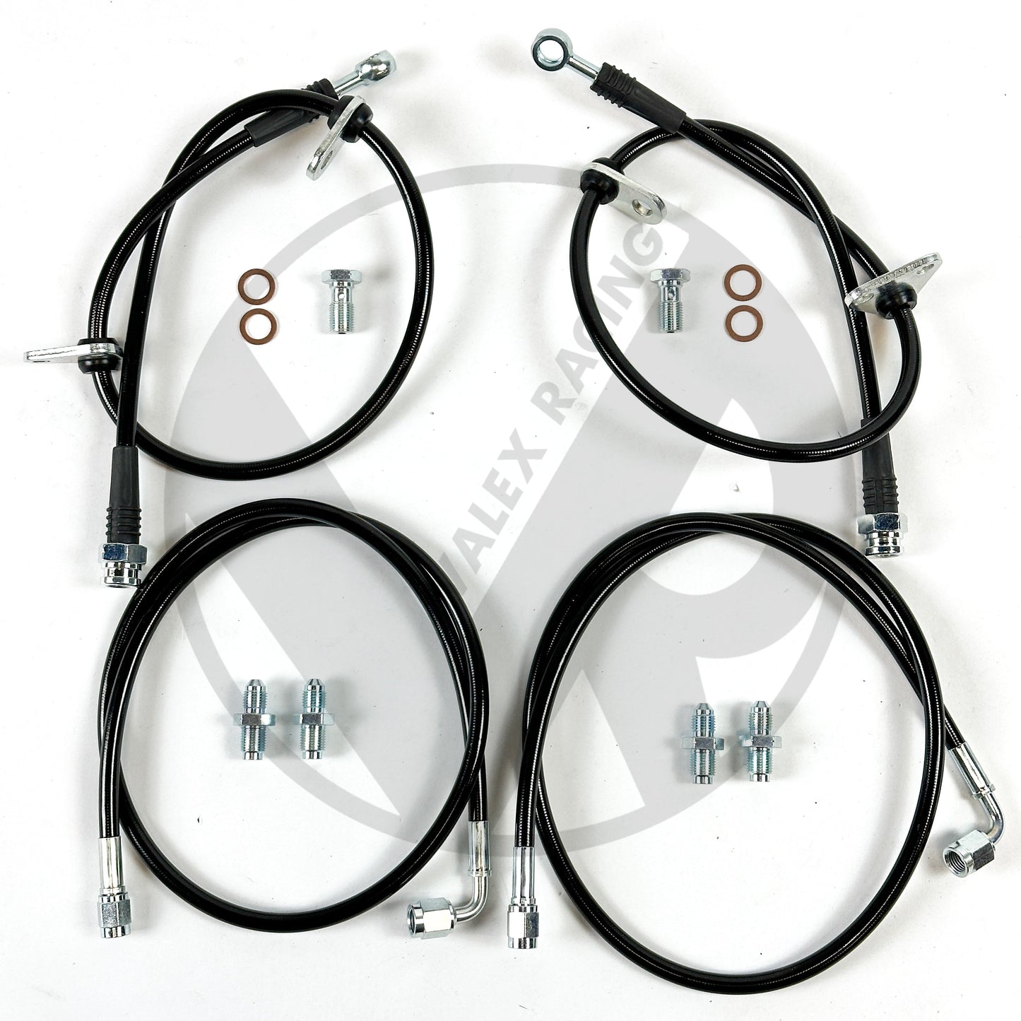 Complete BLACK Stainless Front Brake Line Replacement Kit 94-01 Acura Integra without ABS