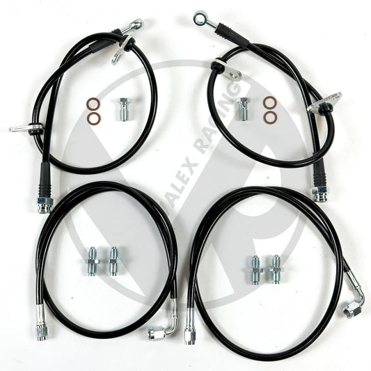 Complete BLACK Stainless Front Brake Line Replacement Kit 94-01 Acura Integra without ABS