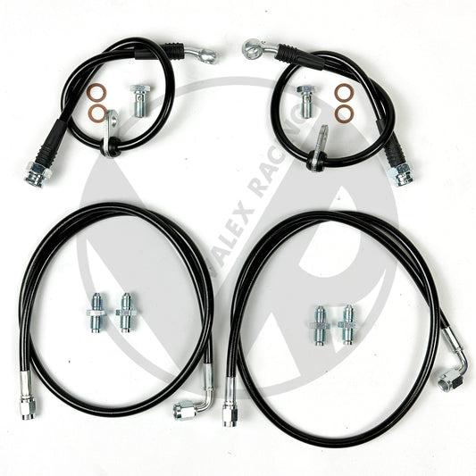 Complete BLACK Stainless Front Brake Line Replacement Kit 96-00 Honda Civic EK