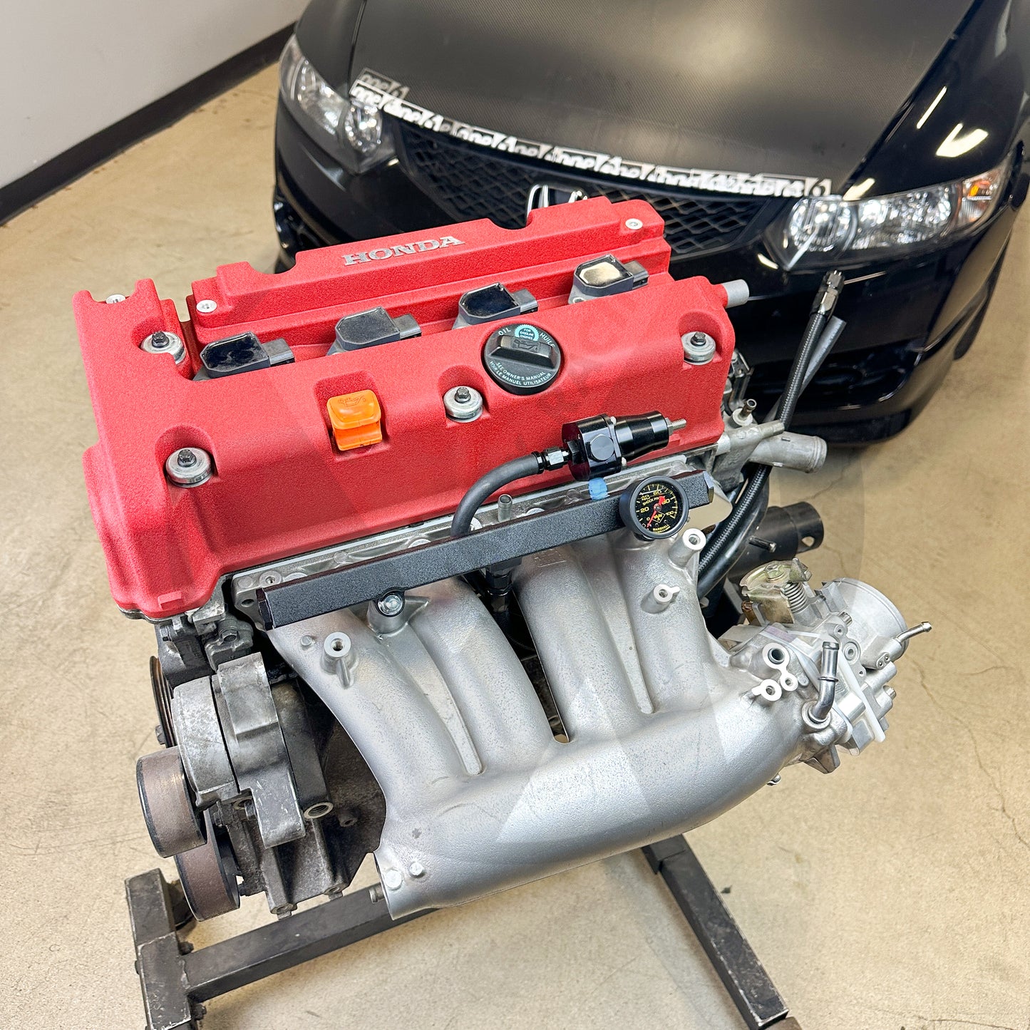 Center Feed Modular Fuel System for Honda Acura K Swap (Wrinkle Black)