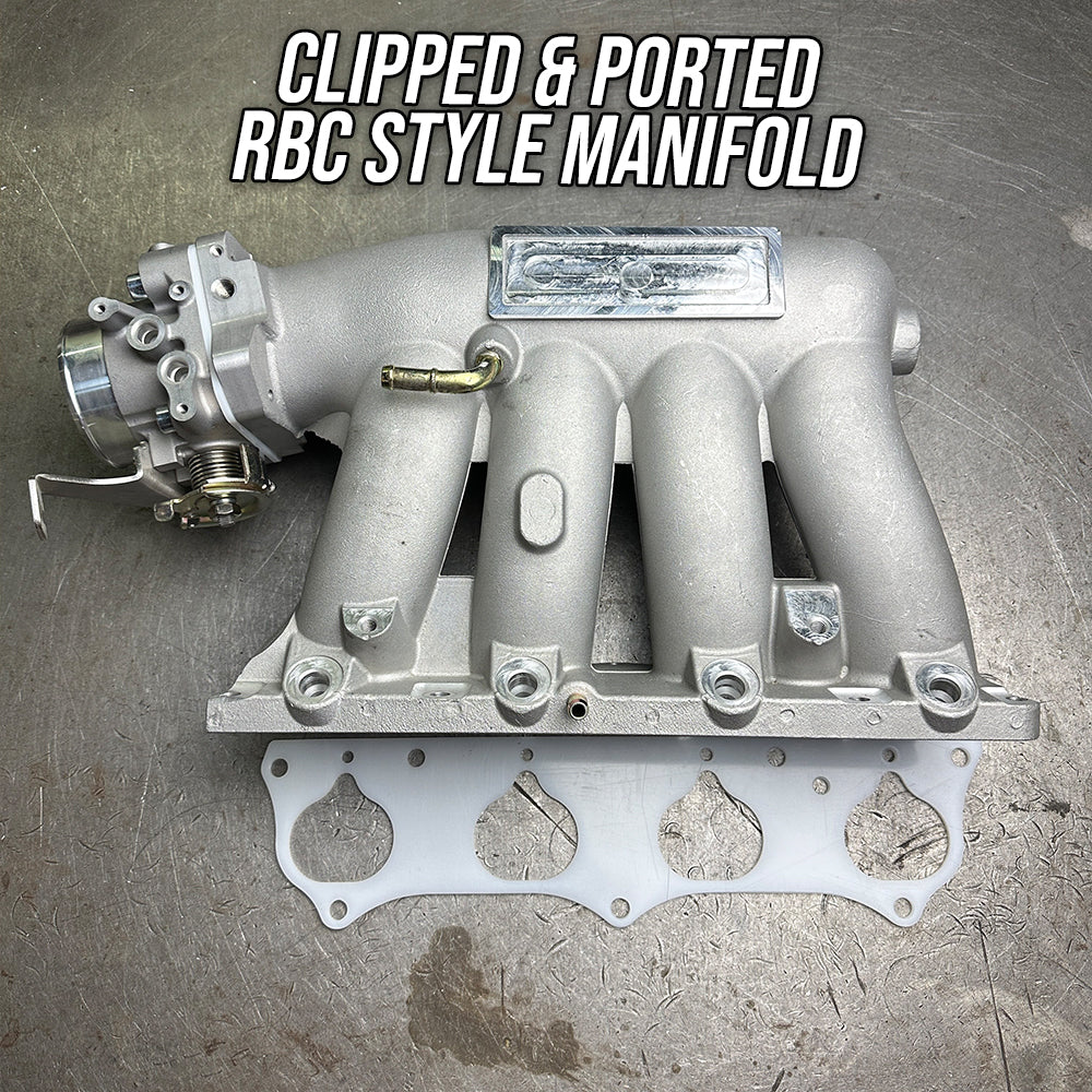 RBC Pro Clipped Ported Manifold K20 K24 Swap w Dual Pattern 70mm Blox Throttle Body (Stage 2)