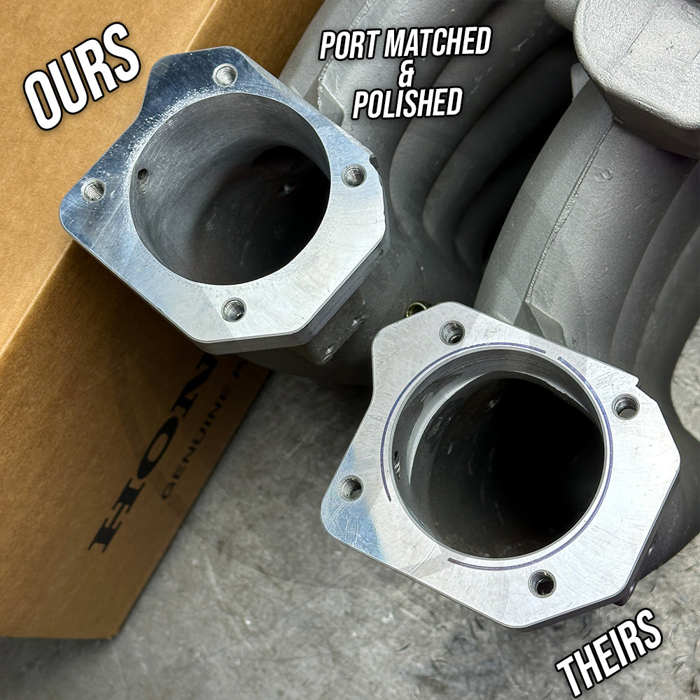 RBC Pro Clipped Ported Manifold K20 K24 Swap w Dual Pattern 70mm Blox Throttle Body (Stage 2)