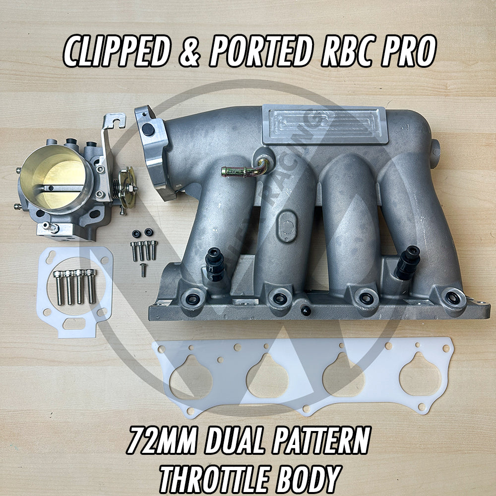 RBC Pro Clipped Ported Intake Manifold K20 K24 K-Swap 72mm Dual Pattern Throttle