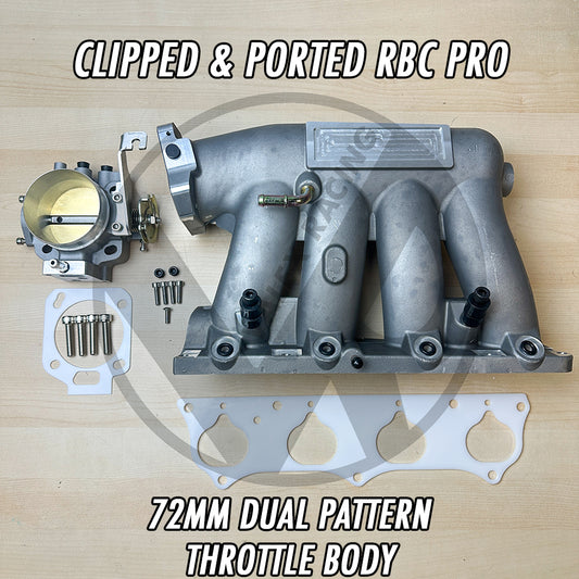 RBC Pro Clipped Ported Intake Manifold K20 K24 K-Swap 72mm Dual Pattern Throttle