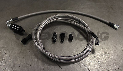 92-95 Civic Tucked Stainless Steel Fuel Feed Line System -6 Silver