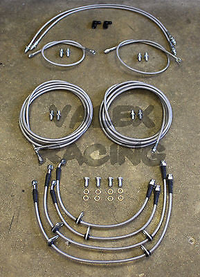 Complete Front & Rear Brake Line Replacement Kit 92-95 Honda Civic w/rear drum