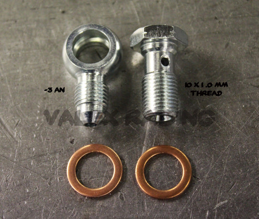 1 Steel Banjo Bolt Fittings M10 x 1.0 (Metric 10mm) to 3AN -3 AN3