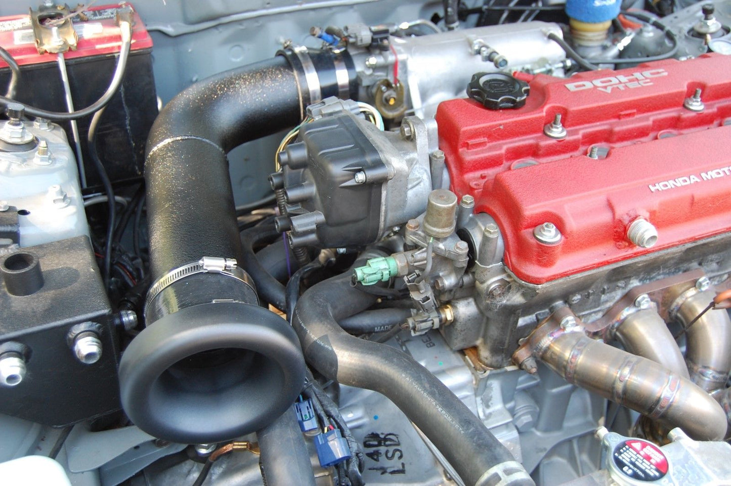 Honda/Acura 3.5" Race Intake System with Blox Racing Velocity Stack Powder Coated Black