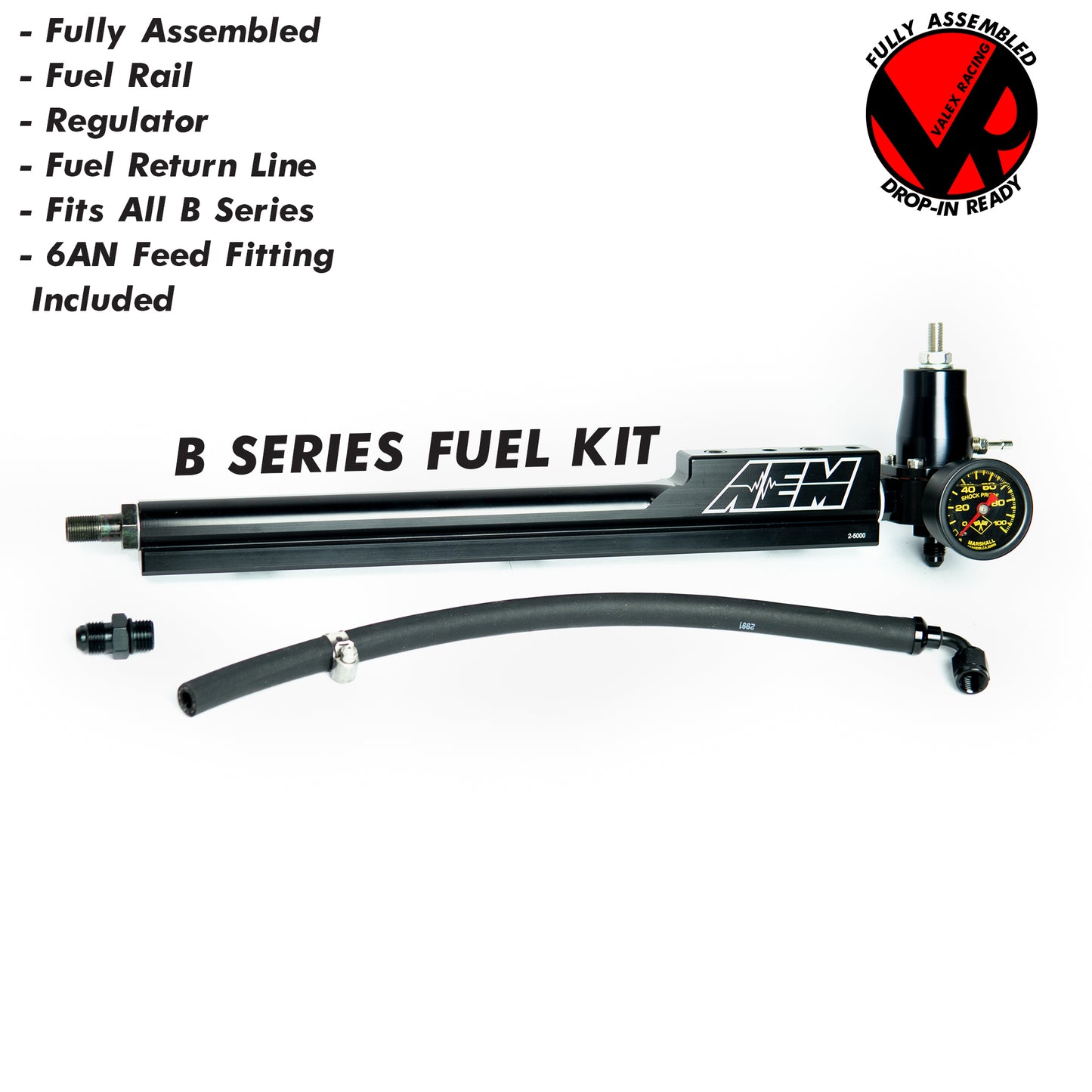 AEM Fuel Rail / Regulator / Fuel Return Line / Gauge Package for Honda B Series / EG / EK / DC / EF