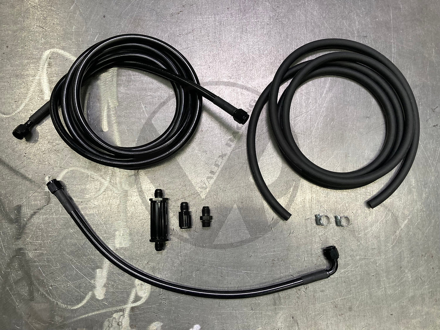 96-00 Civic EK Tucked Stainless Steel Complete Fuel Line System Filter -6 Black