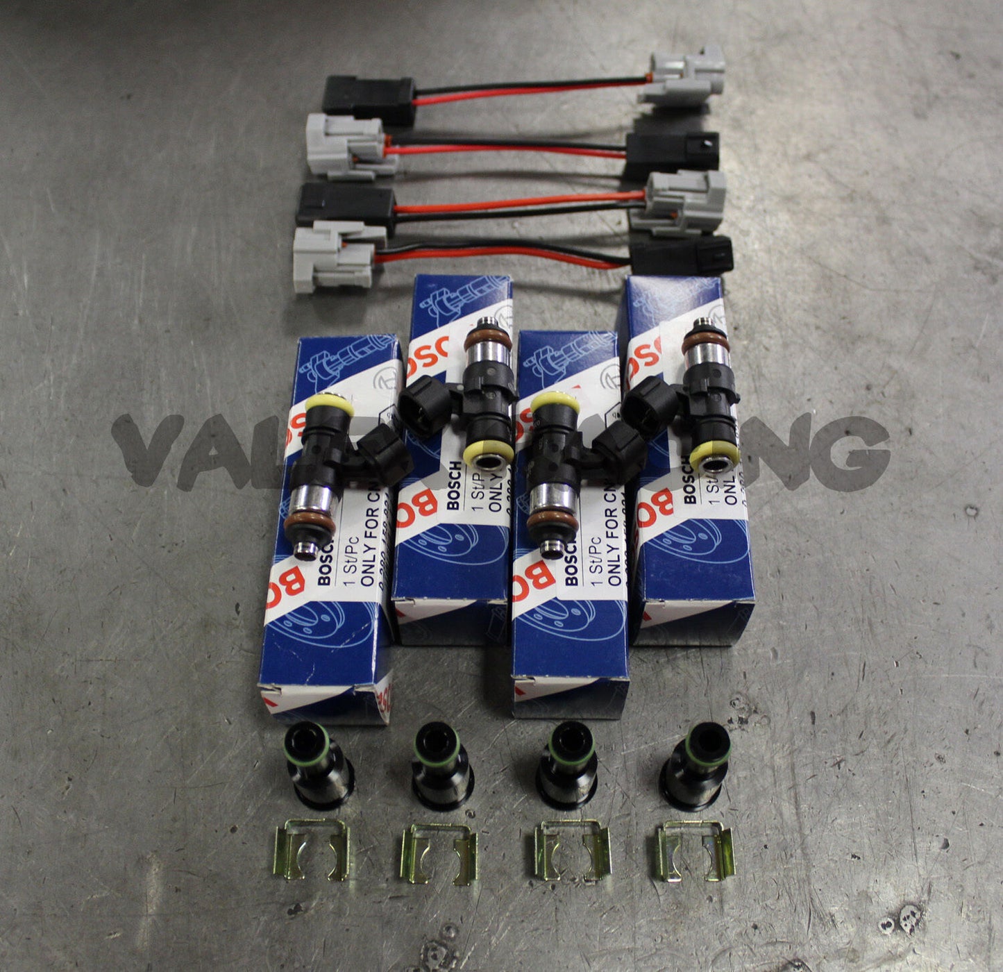Bosch EV14 2200cc Fuel Injectors Set For Subaru STi with Adapters and Clips - E85 Compatible