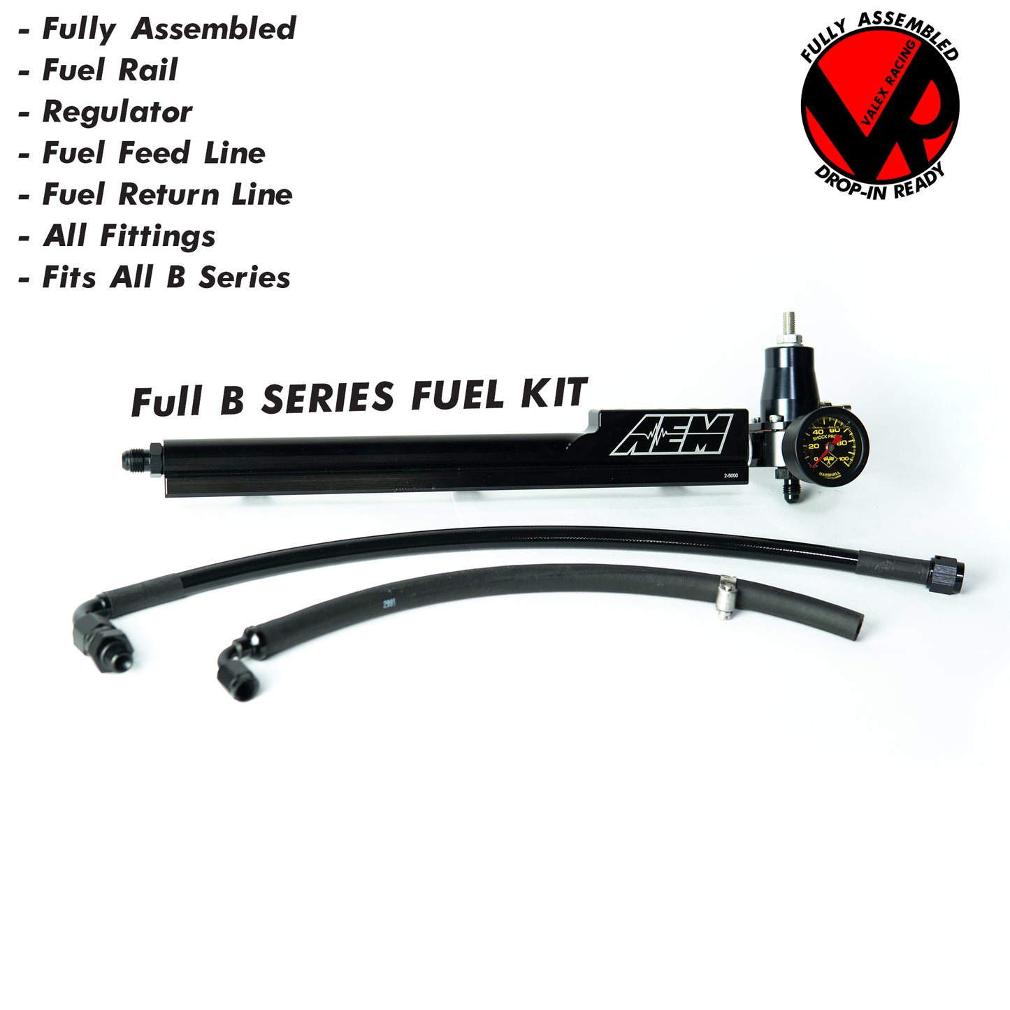 AEM Fuel Rail / Regulator / Fuel Return Line / Gauge Package for Honda B Series / EG / EK / DC / EF