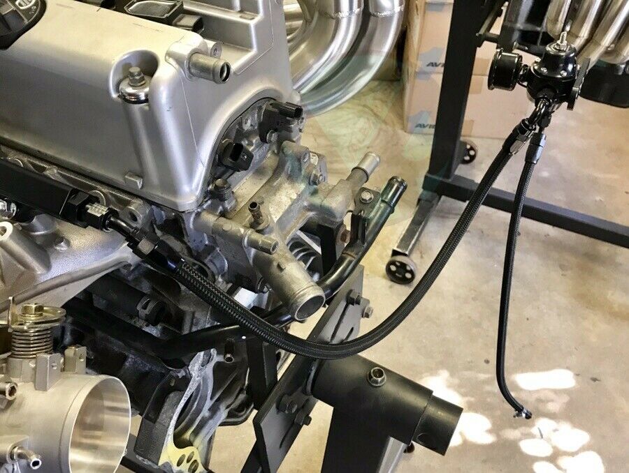 K Swap -6AN Black Fuel Lines for -8AN Regulator with K20 / K24 for Honda Civic Acura Integra EG EK DC