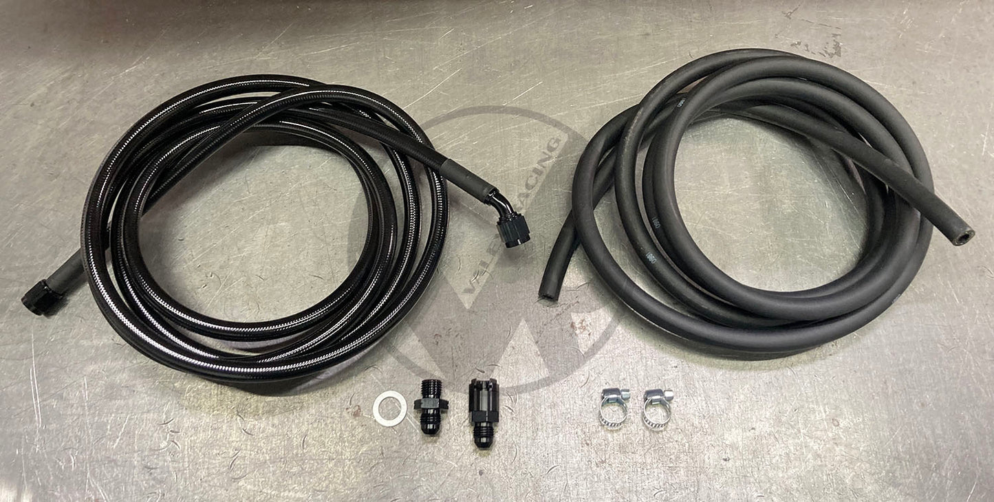 96-00 Civic Black Replacement Stainless Steel Fuel Feed Line & Rubber Return