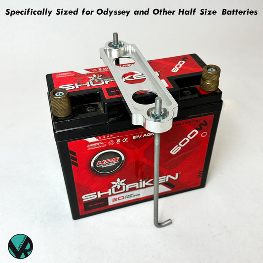 Billet Battery Tie Down & Rod Stay Kit For Odyssey and Other Half Size Batteries 92-00 Honda Civic 94-01 Acura Integra